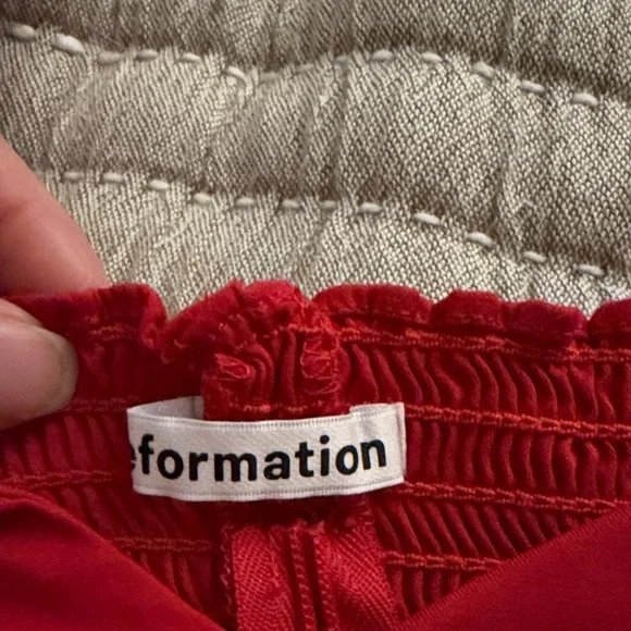 Reformation Red Puff Sleeve Blouse - Picture 2 of 3